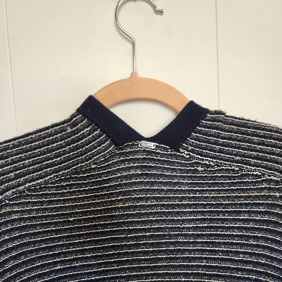 St. John Navy Blue Knit Open Front Poncho Scarf Wrap Cardigan Wool Cashmere - Picture 3 of 7